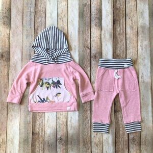 Lulu + Roo Pink Floral Hoodie And Jogger Set